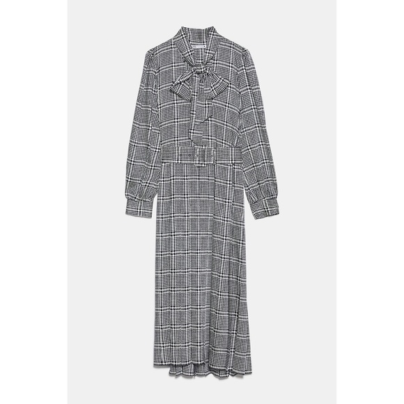 🚫SOLD🚫 ZARA Houndstooth Printed Dress With Belt - Picture 8 of 8